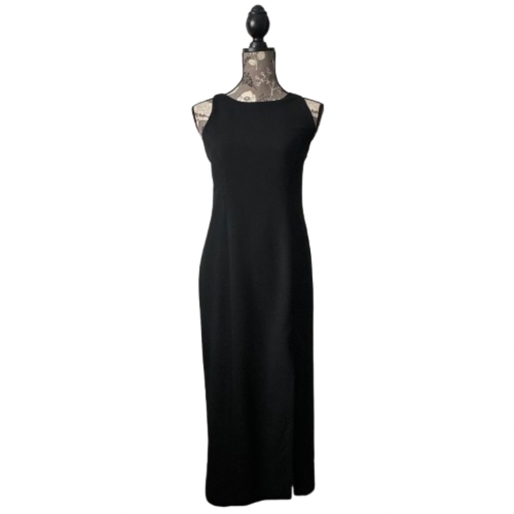 Vintage Original Liz Claiborne Women' 6P Black Maxi Sleeveless Fully Lined Dress